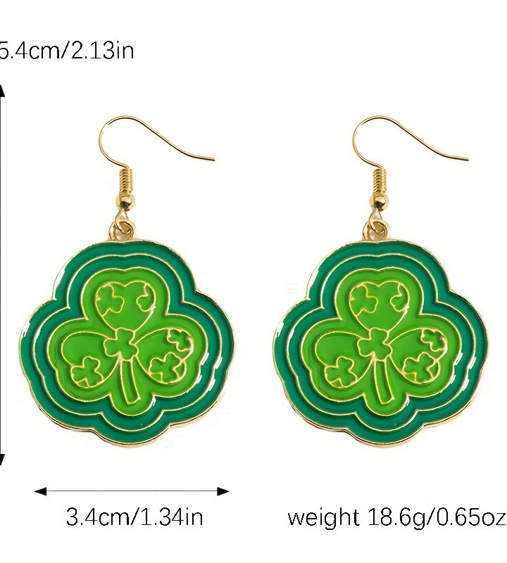 Style -3, Enamel Shamrock Drop Earrings for Women