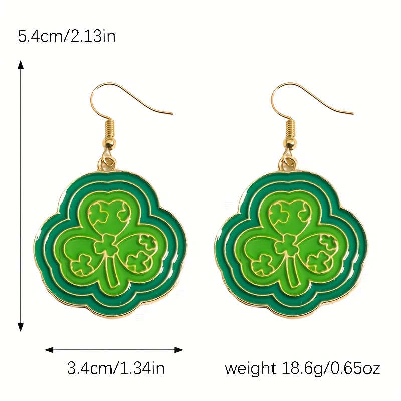 Enamel Shamrock Drop Earrings for Women Style -3, Enamel Shamrock Drop Earrings for Women