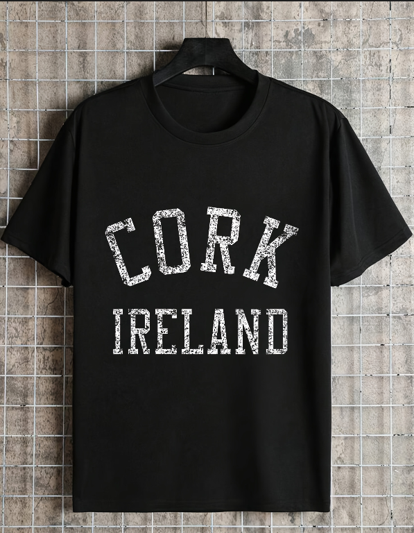 Cork Ireland Distressed White Graphic T-Shirt Cork Ireland Distressed White Graphic T-Shirt