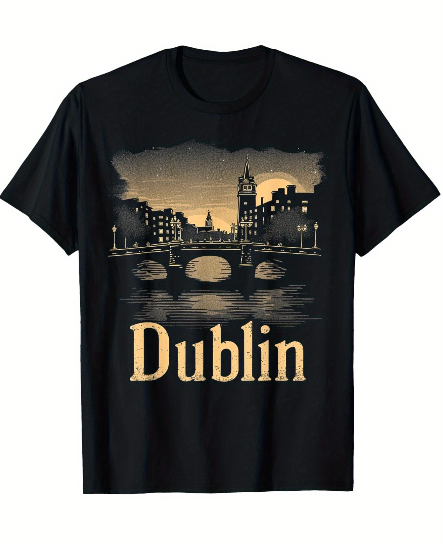 Dublin Ireland Cityscape Night Bridge Graphic T-shirt Dublin Ireland Cityscape Night Bridge Graphic T-shirt