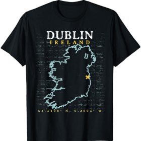 Dublin Ireland Map Coordinates Graphic T-shirt