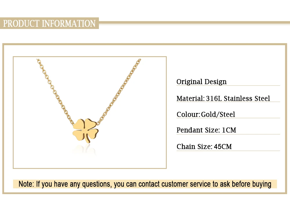 Stainless Steel Four-Leaf Clover Necklace Stainless Steel Four-Leaf Clover Necklace