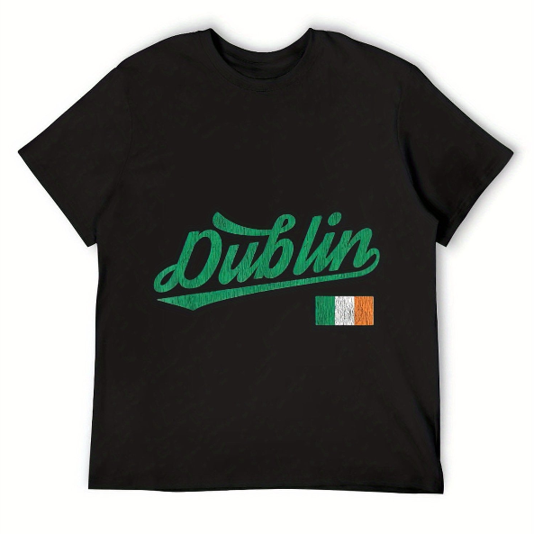 Men's Dublin Script Graphic T-Shirt with Irish Flag Men's Dublin Script Graphic T-Shirt with Irish Flag