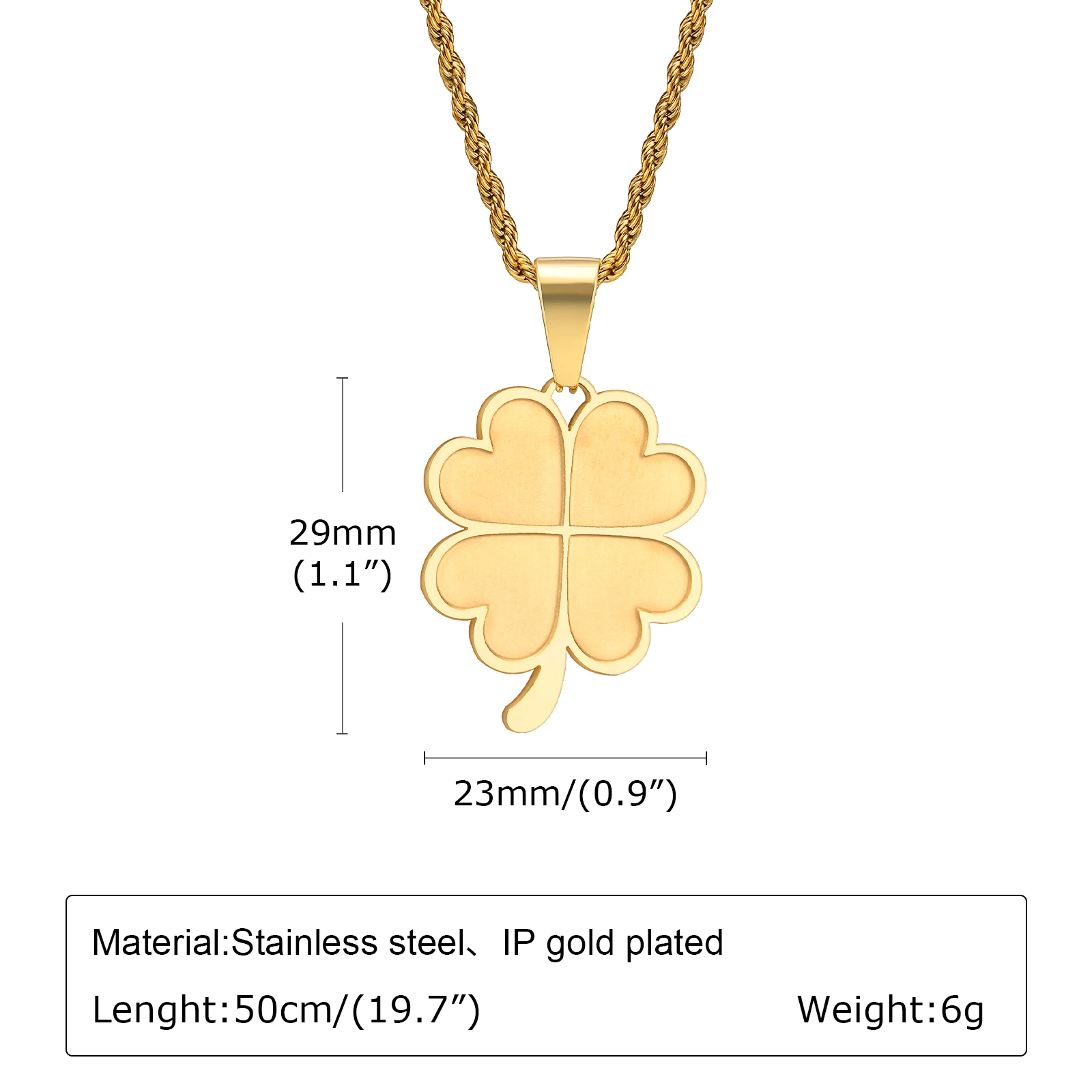 Lucky Four-Leaf Clover Necklace 1pcs Golden Color Lucky Four-Leaf Clover Necklace