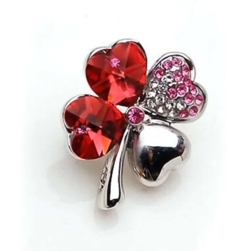 Crystal Four-Leaf Clover Brooch