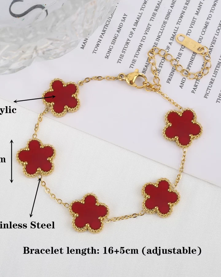 Light Luxury Stainless Steel Five-Leaf Flower Bracelet