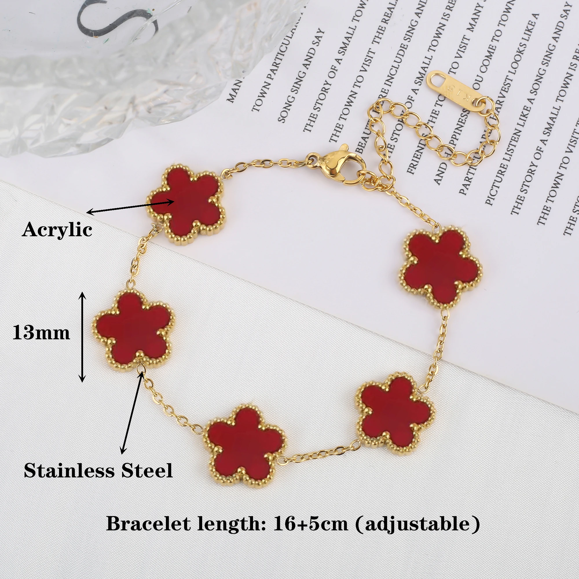 Light Luxury Stainless Steel Five-Leaf Flower Bracelet Light Luxury Stainless Steel Five-Leaf Flower Bracelet