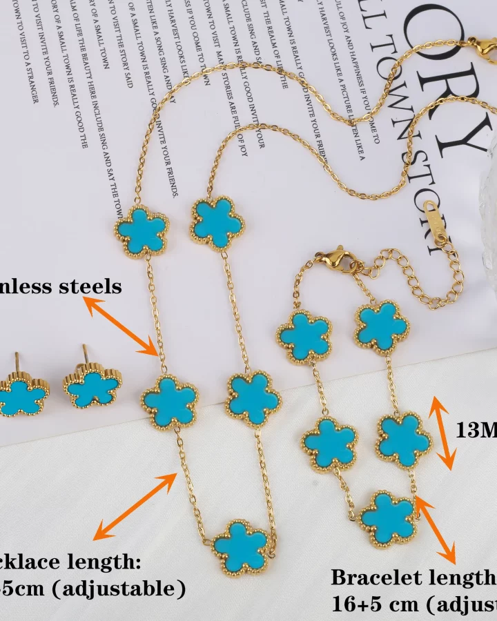 3-Piece 18K Gold-Plated Clover Jewelry Set