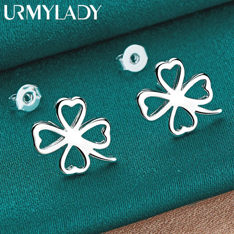 925 Sterling Silver Four Leaf Clover Stud Earrings URMYLADY 925 Sterling Silver Four-Leaf Clover Stud Earrings