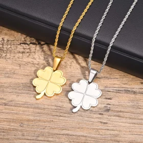 Lucky Four-Leaf Clover Necklace 1pcs Golden Color