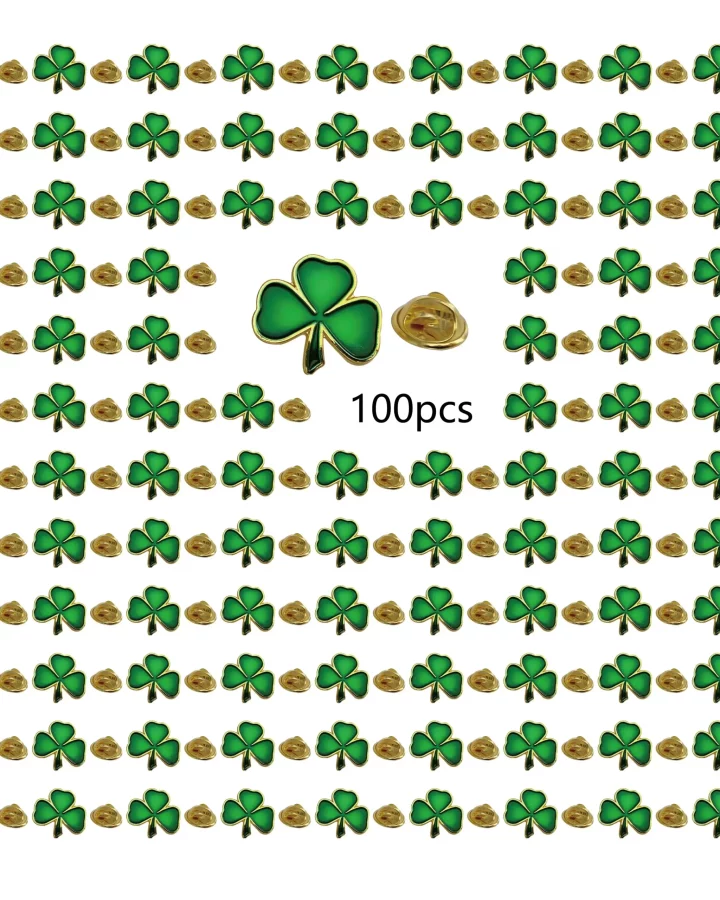 100pcs - St. Patrick's Day Shamrock Pin