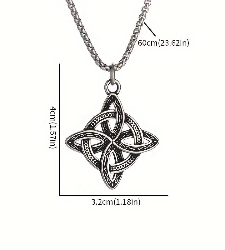 Retro Irish Celtic Knot Pendant Silver Necklace