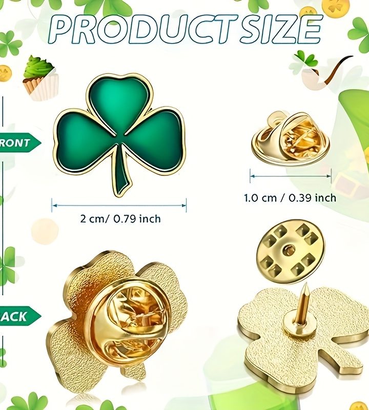 Stylish Lucky Green Shamrock Brooch
