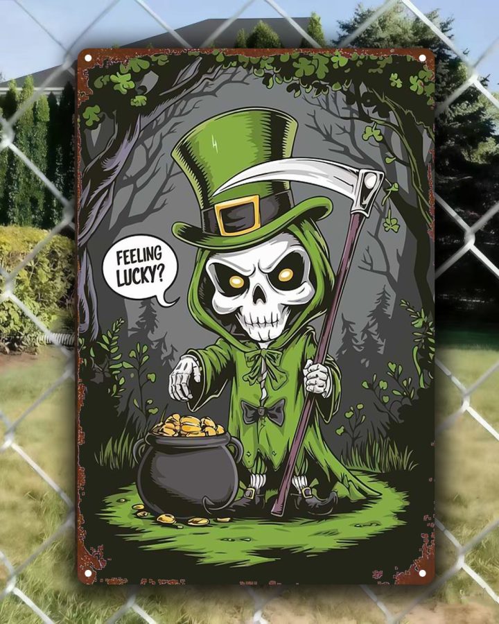 2D Flat Gothic Irish Reaper Metal Wall Decor