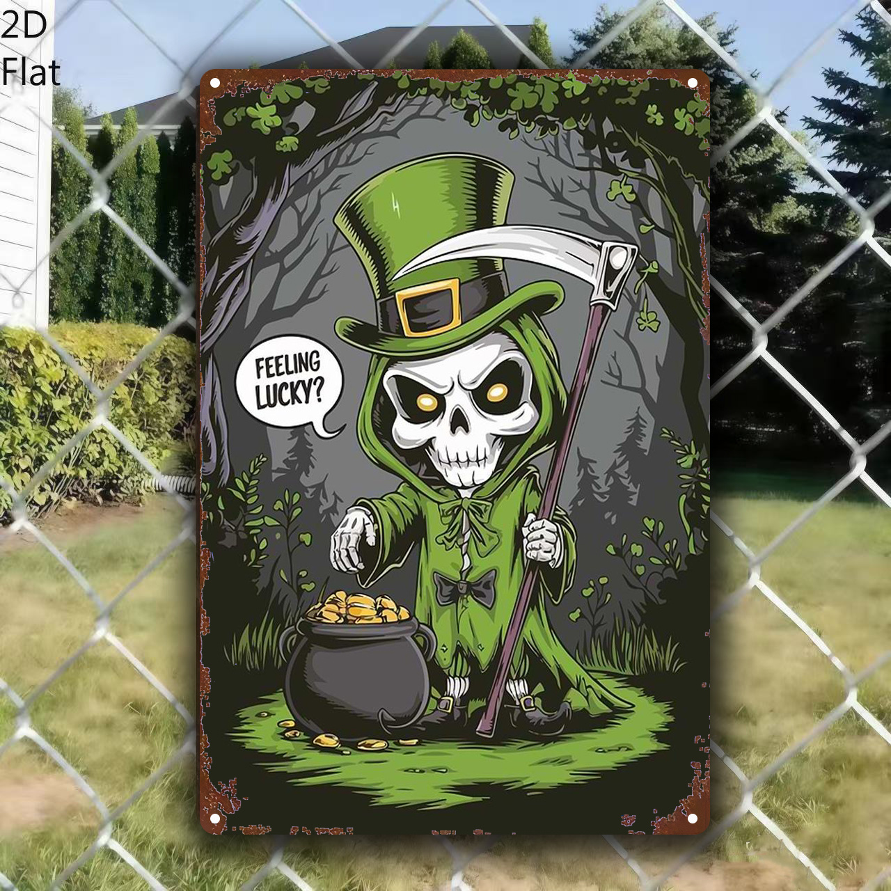 2D Flat Gothic Irish Reaper Metal Wall Decor 2D Flat Gothic Irish Reaper Metal Wall Decor
