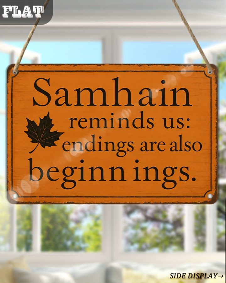 2D Flat Vintage Samhain Wooden Wall Art Sign