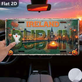 2D Flat, Vintage Tin Sign - Dublin Haunted House Design