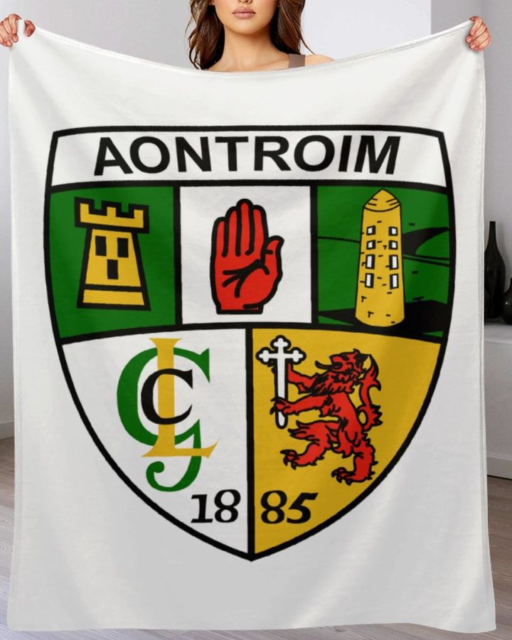 Alternative view of Antrim GAA Plush Blanket – 50x60" Soft County Throw (White or Black Background)