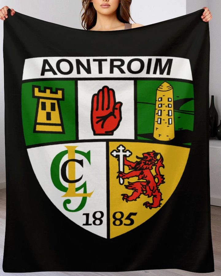 Antrim GAA Plush Blanket – 50x60" Soft County Throw (White or Black Background)