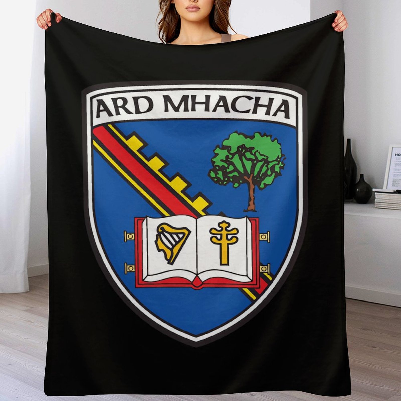 Armagh GAA Plush Blanket – 50x60" Soft County Throw (White or Black Background) Armagh GAA Plush Blanket