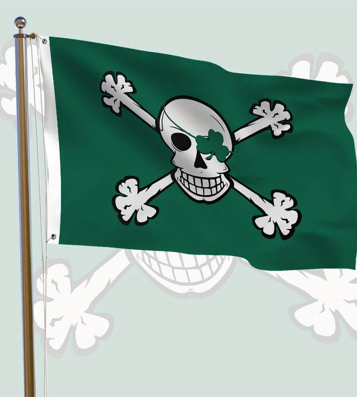 Blarney Bones Pirate Flag - Irish Gothic Skull & Crossbones Banner