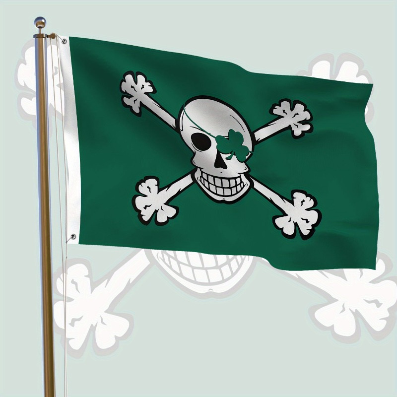 Blarney Bones Pirate Flag - Irish Gothic Skull & Crossbones Banner Blarney Bones Pirate Flag - Irish Gothic Skull & Crossbones Banner