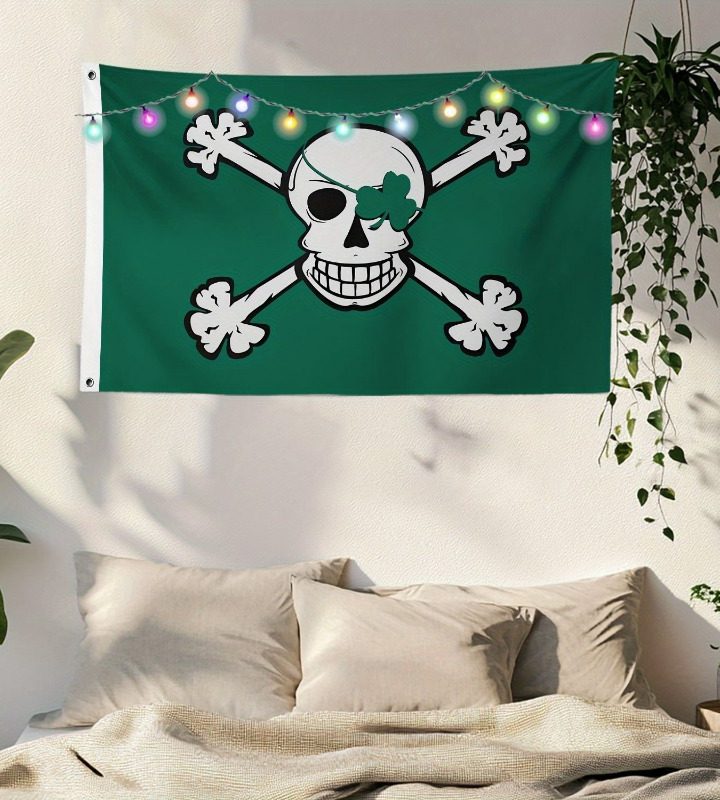 Blarney Bones Pirate Flag - Irish Gothic Skull & Crossbones Banner