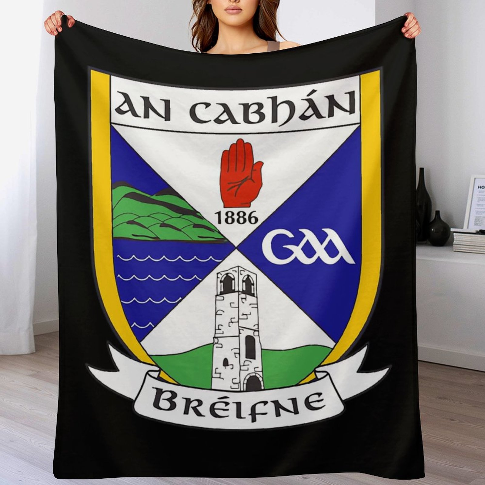 Cavan GAA Plush Blanket – 50x60" Soft County Throw (White or Black Background) Cavan