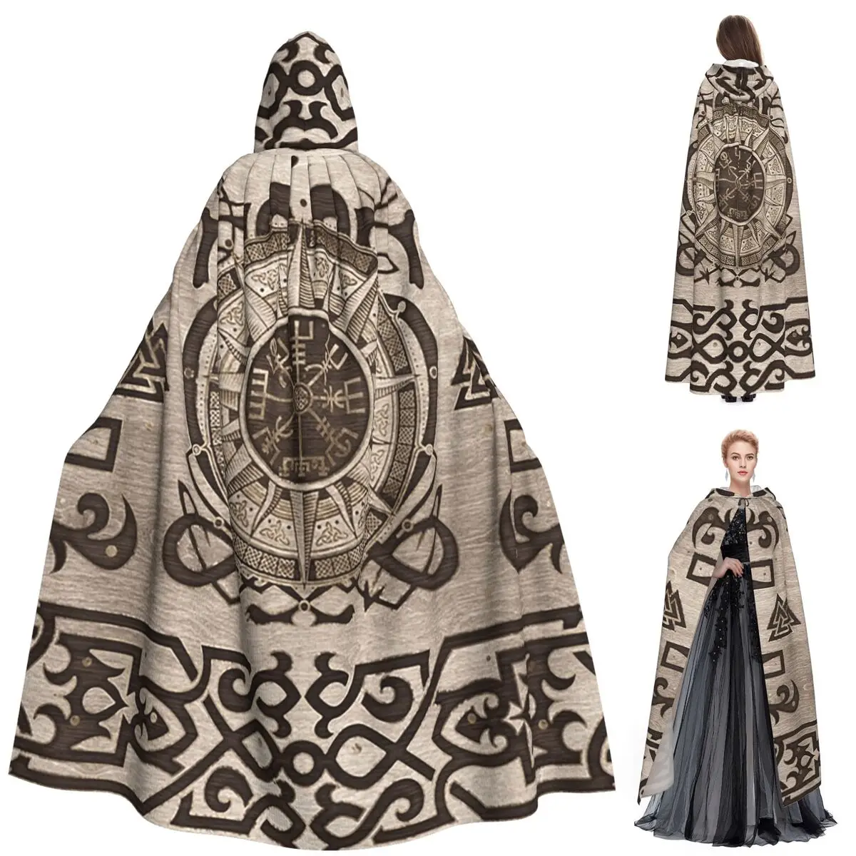 Celtic Compass Vegvisir Viking Norse Balaclava & Hooded Cloak Celtic Compass Vegvisir Viking Norse Balaclava & Hooded Cloak