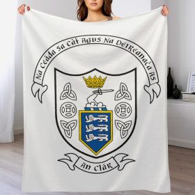 Clare GAA Plush Blanket – 50x60" Soft County Throw (White or Black Background)