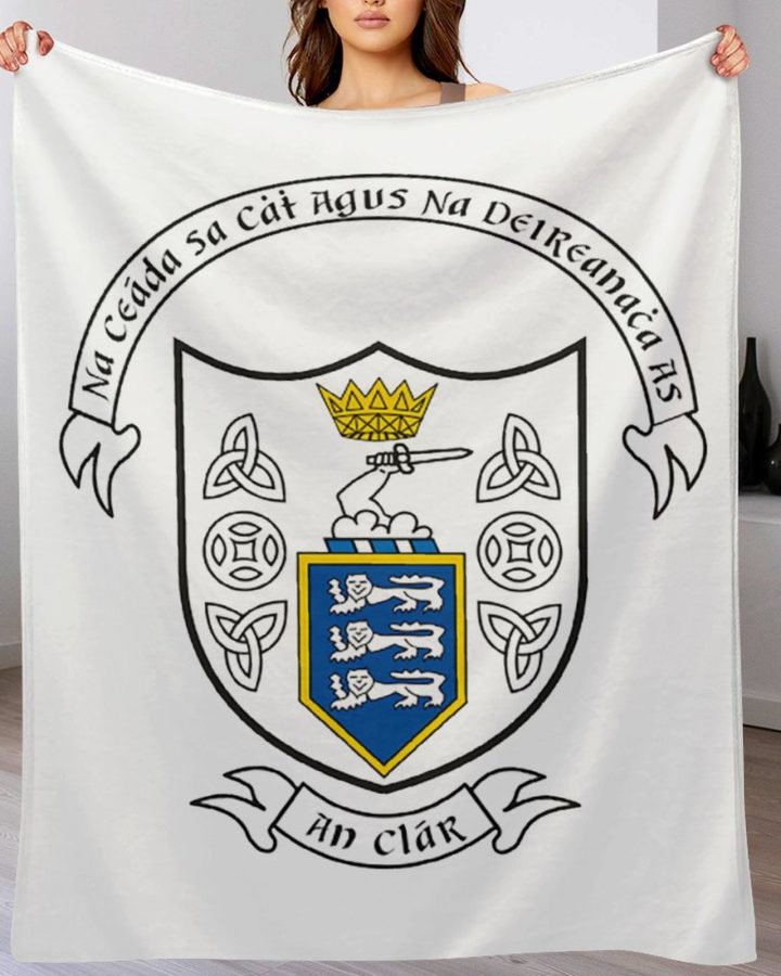 Clare GAA Plush Blanket – 50x60" Soft County Throw (White or Black Background)