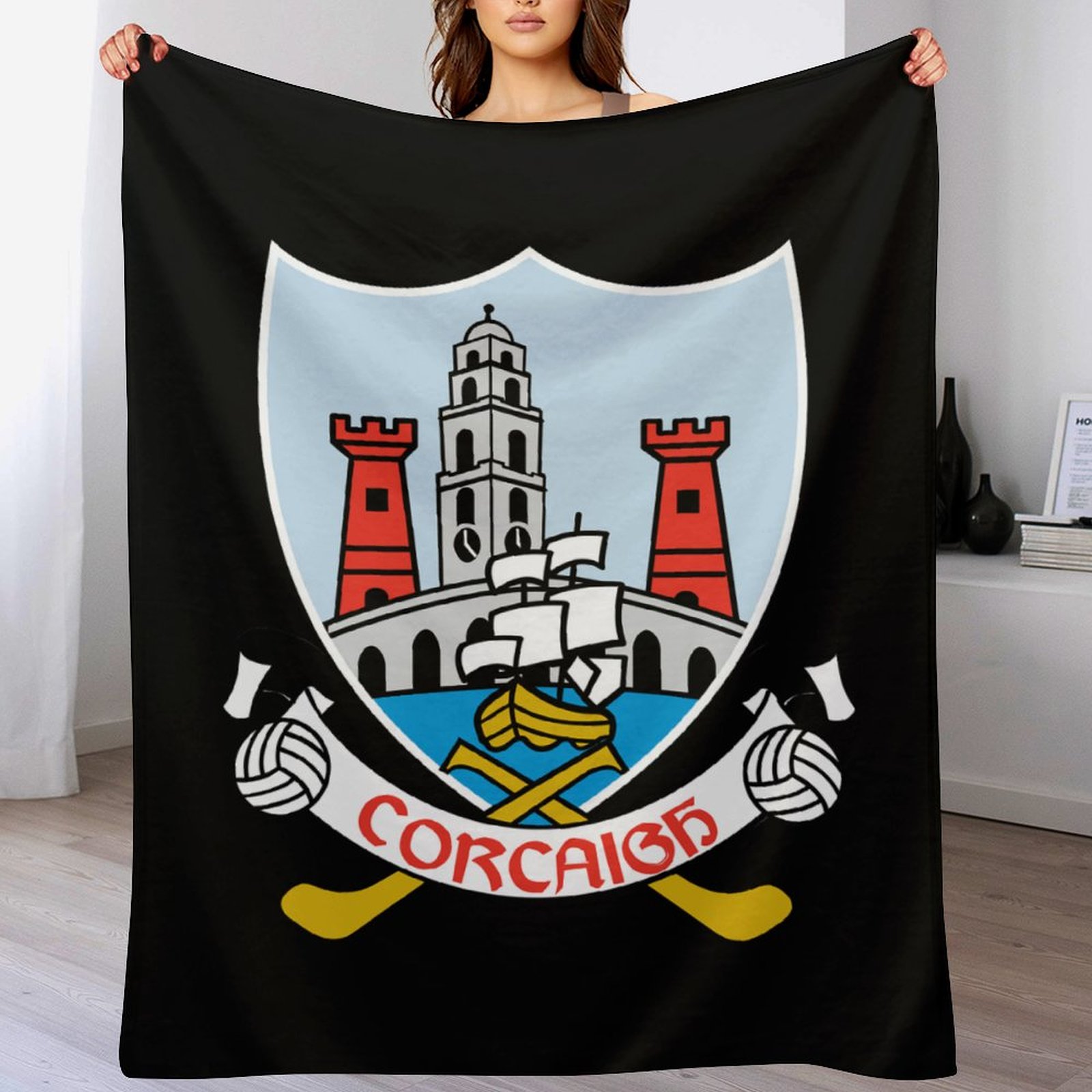 Cork GAA Plush Blanket – 50x60" Soft County Throw (White or Black Background) Cork GAA Plush Blanket