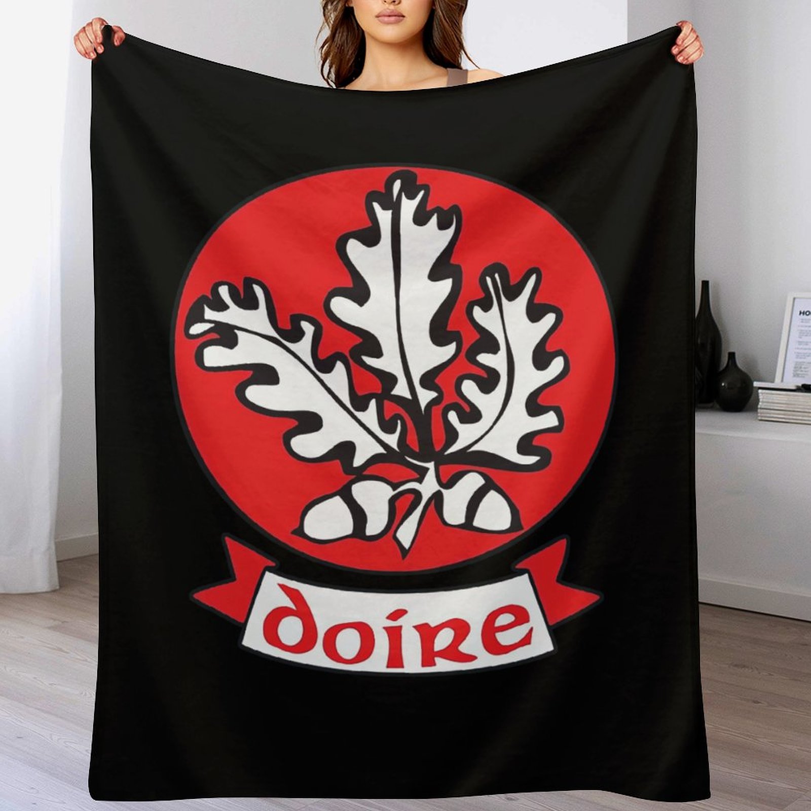 Derry GAA Plush Blanket – 50x60" Soft County Throw (White or Black Background) Derry GAA Plush Blanket