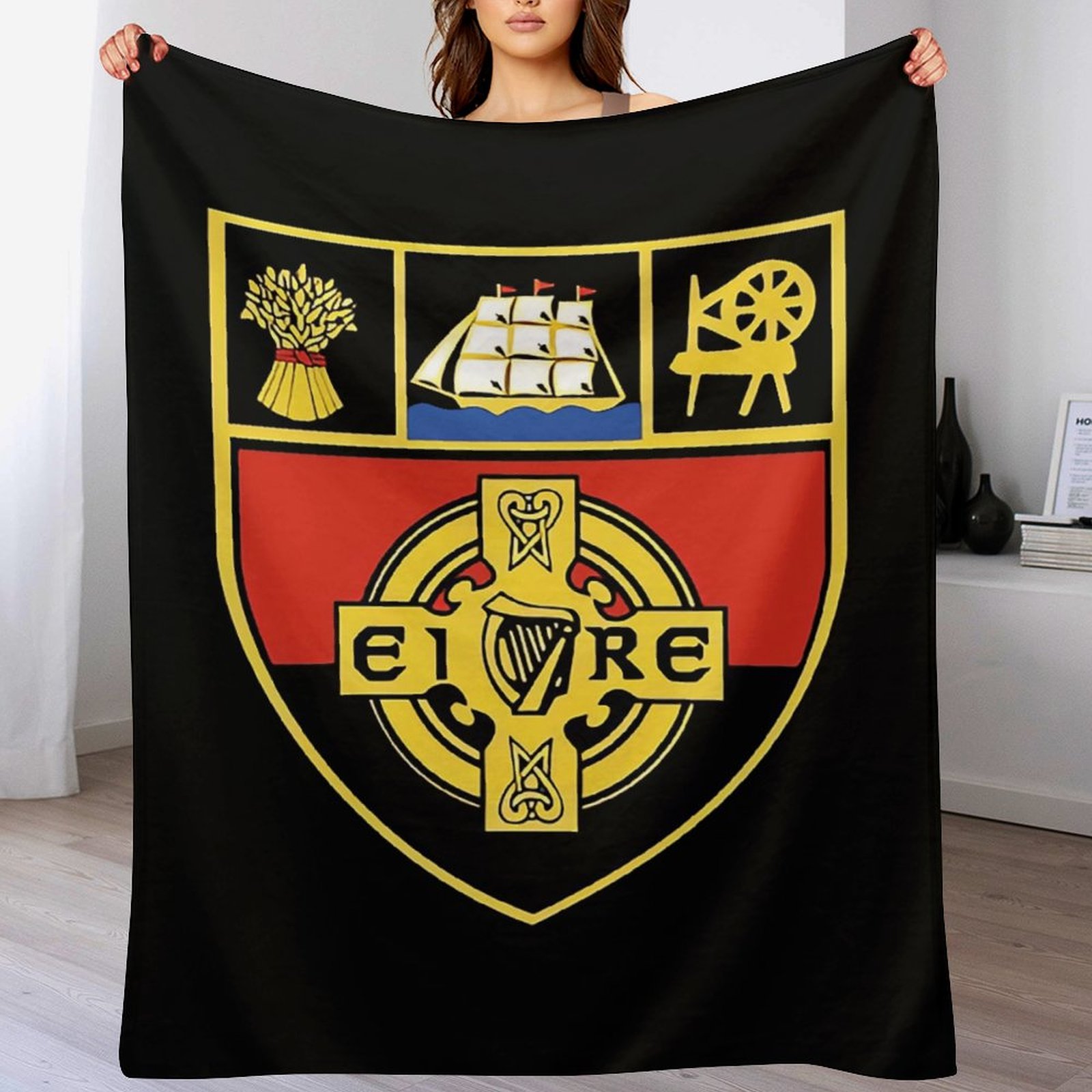Down GAA Plush Blanket – 50x60" Soft County Throw (White or Black Background) Down GAA Plush Blanket