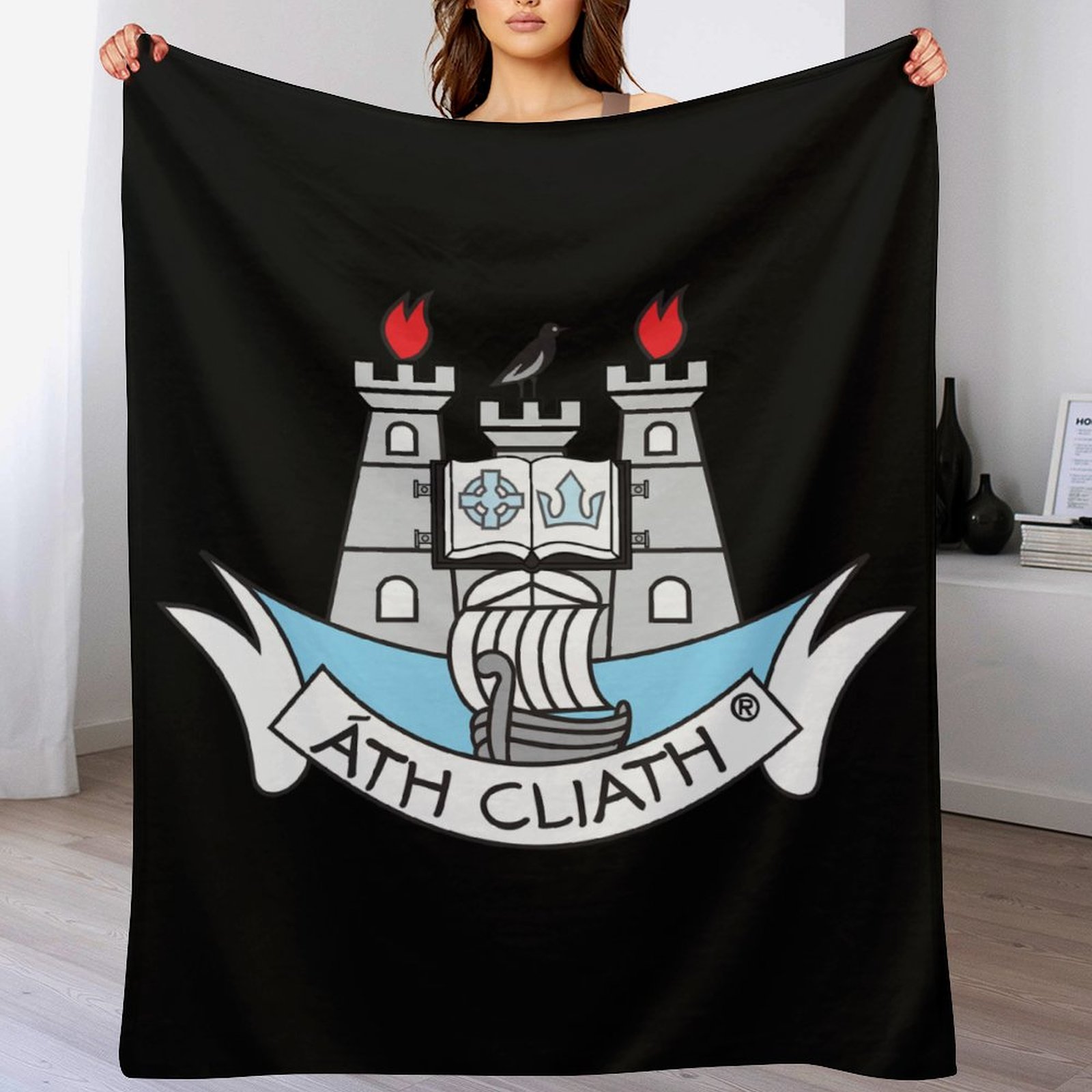 Dublin GAA Plush Blanket – 50x60" Soft County Throw (White or Black Background) Dublin GAA Plush Blanket