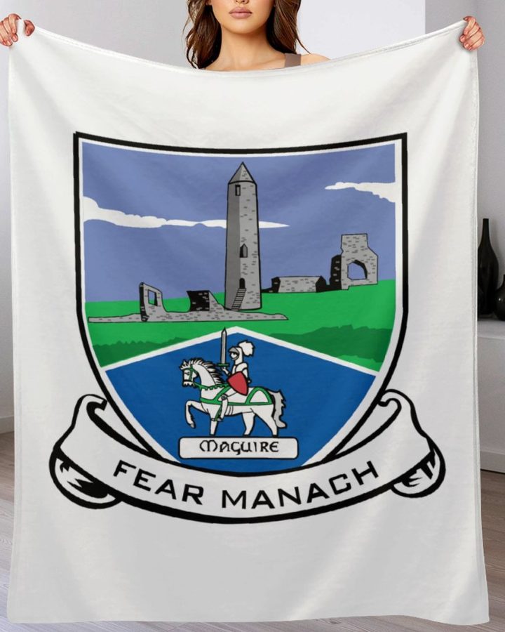 Fermanagh GAA Plush Blanket – 50x60" Soft County Throw (White or Black Background)
