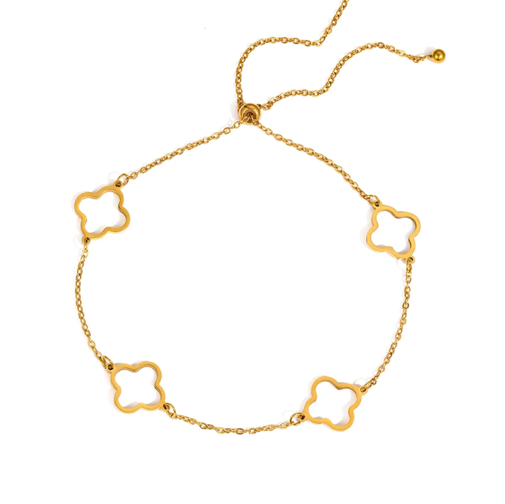 Four-Leaf Clover Stainless Steel Anklet