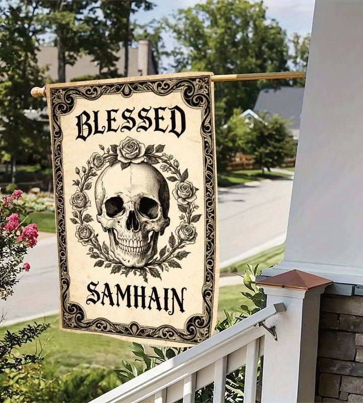 Gothic Celtic Blessed Samhain Double-Sided Garden Flag