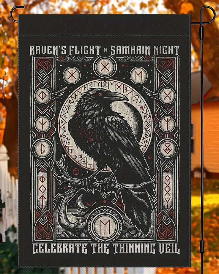 Gothic Raven Witchy Samhain Night Halloween Garden Flag