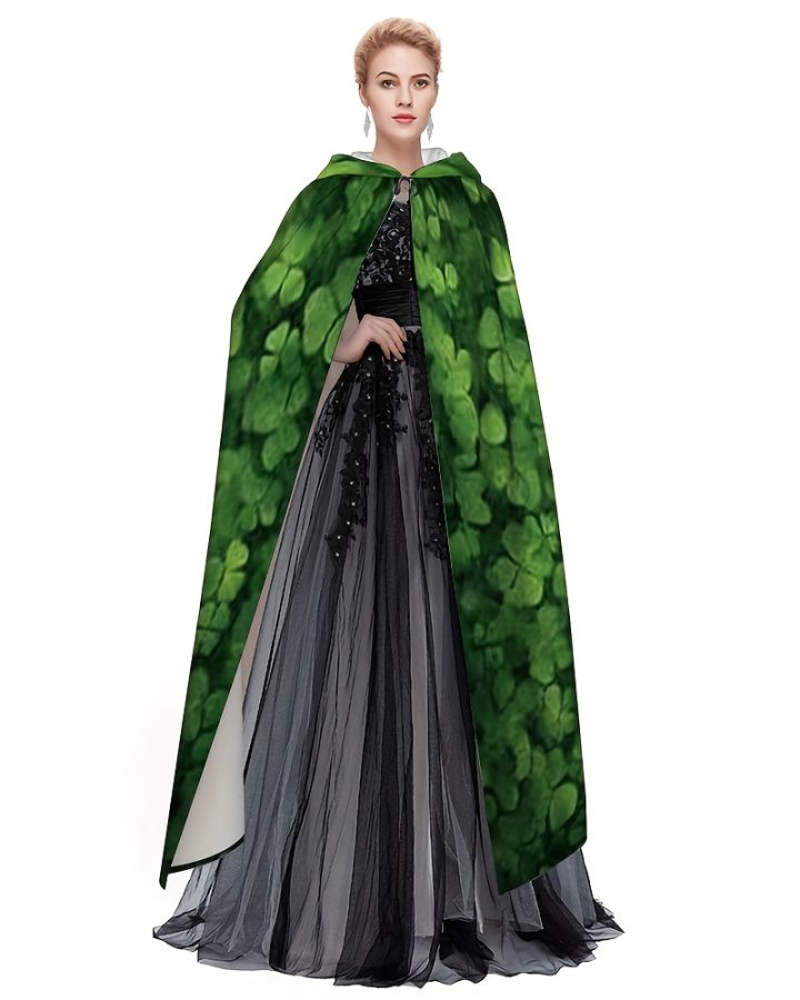 Irish Lucky Green Cloak with Hood - Vintage Celti