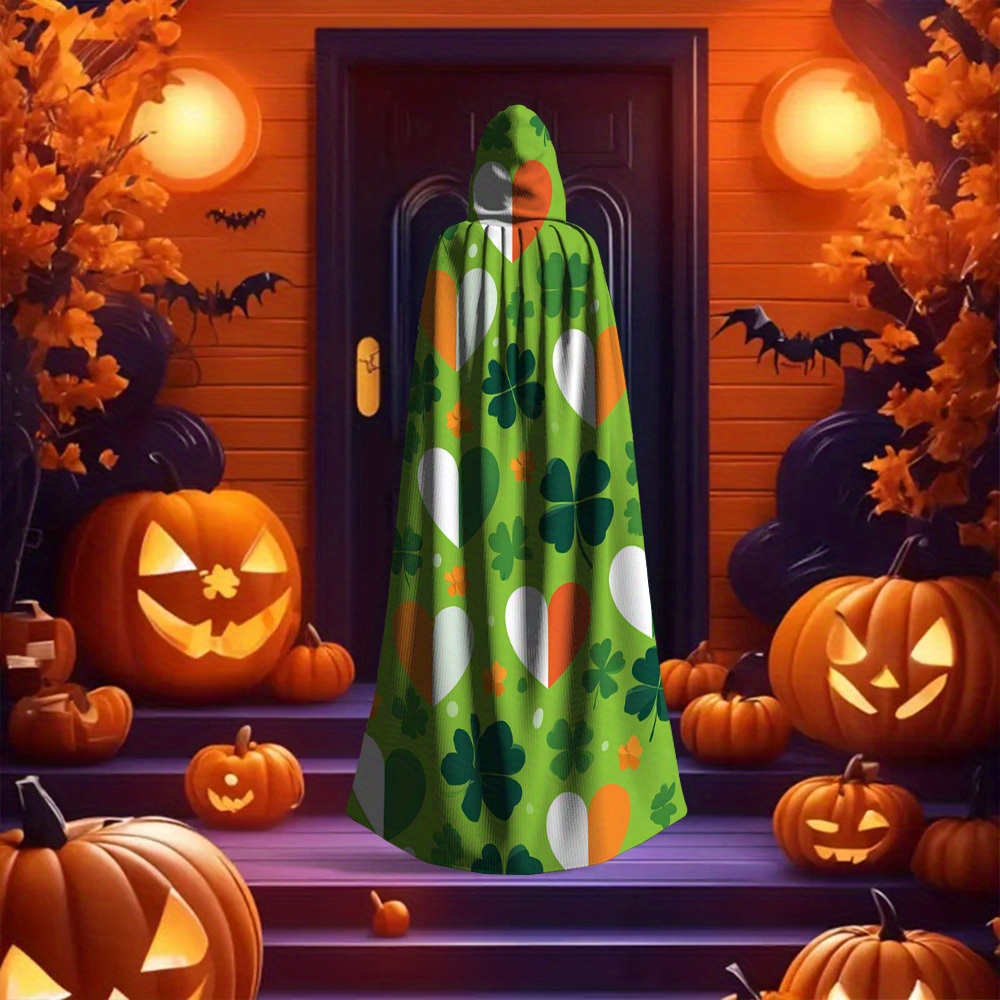 Irish Shamrocks Hooded Robe Cloak – Green Shamrock Cape for Halloween Irish Shamrocks Hooded Robe Cloak – Green Shamrock Cape for Halloween