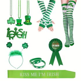 Irish St. Patrick’s Day Costume Accessories Set – Green Shamrock Badge