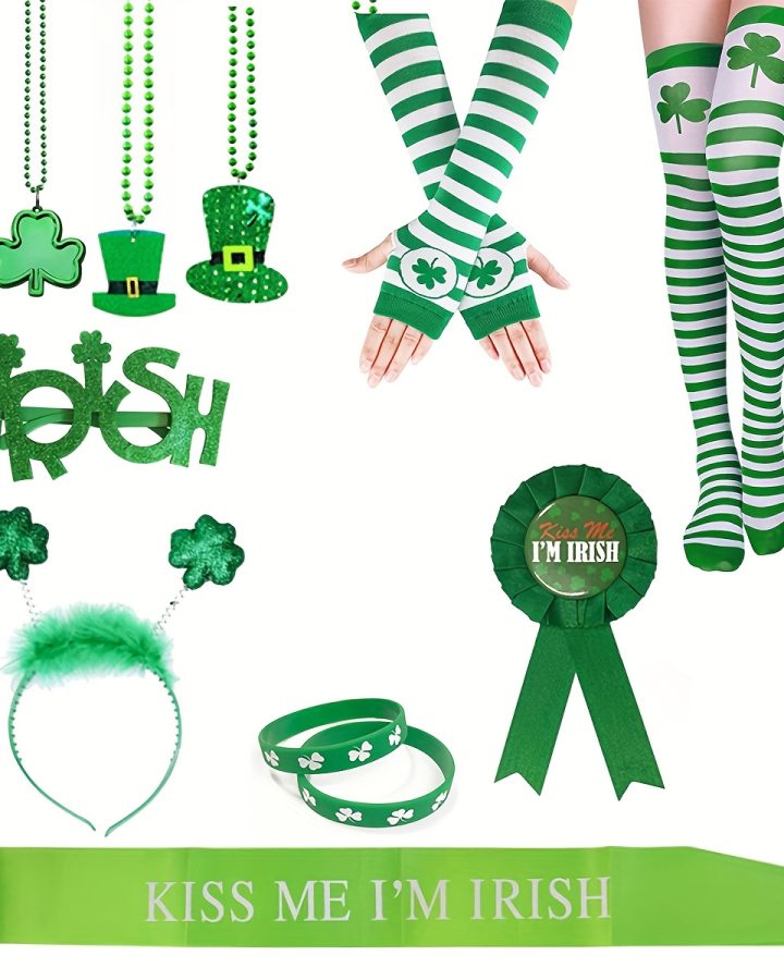 Irish St. Patrick’s Day Costume Accessories Set – Green Shamrock Badge