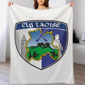 Laois GAA Plush Blanket – 50x60" Soft County Throw (White or Black Background)