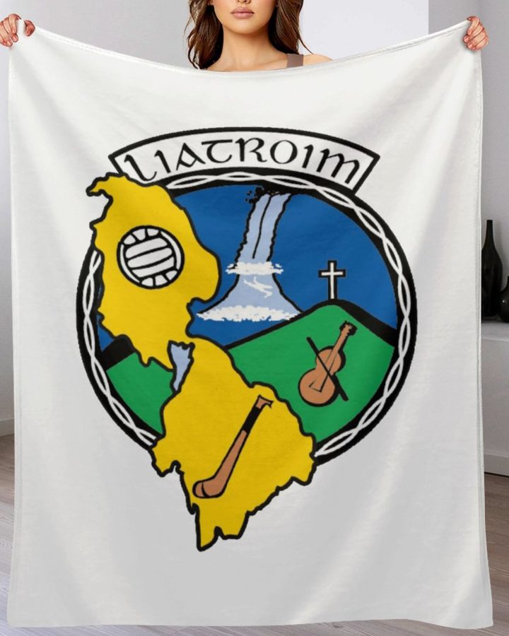 Leitrim GAA Plush Blanket – 50x60" Soft County Throw (White or Black Background)