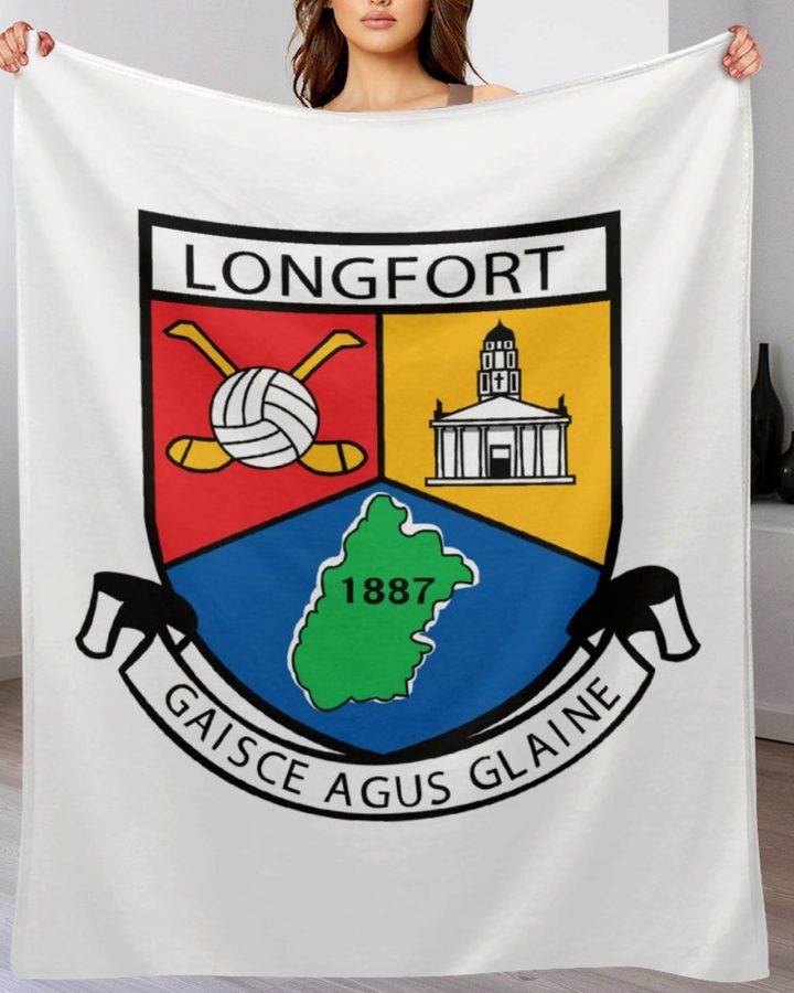 Longford GAA Plush Blanket – 50x60" Soft County Throw (White or Black Background)
