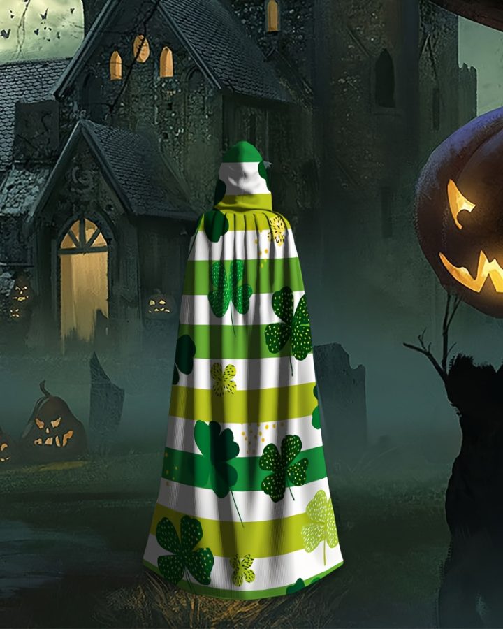 Lucky Clover Hooded Cape Costume – Lightweight Polyester Cloak for Halloween