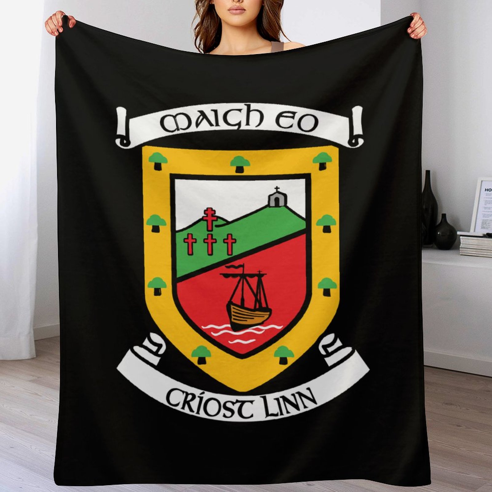 Mayo GAA Plush Blanket – 50x60" Soft County Throw (White or Black Background) Mayo GAA Plush Blanket