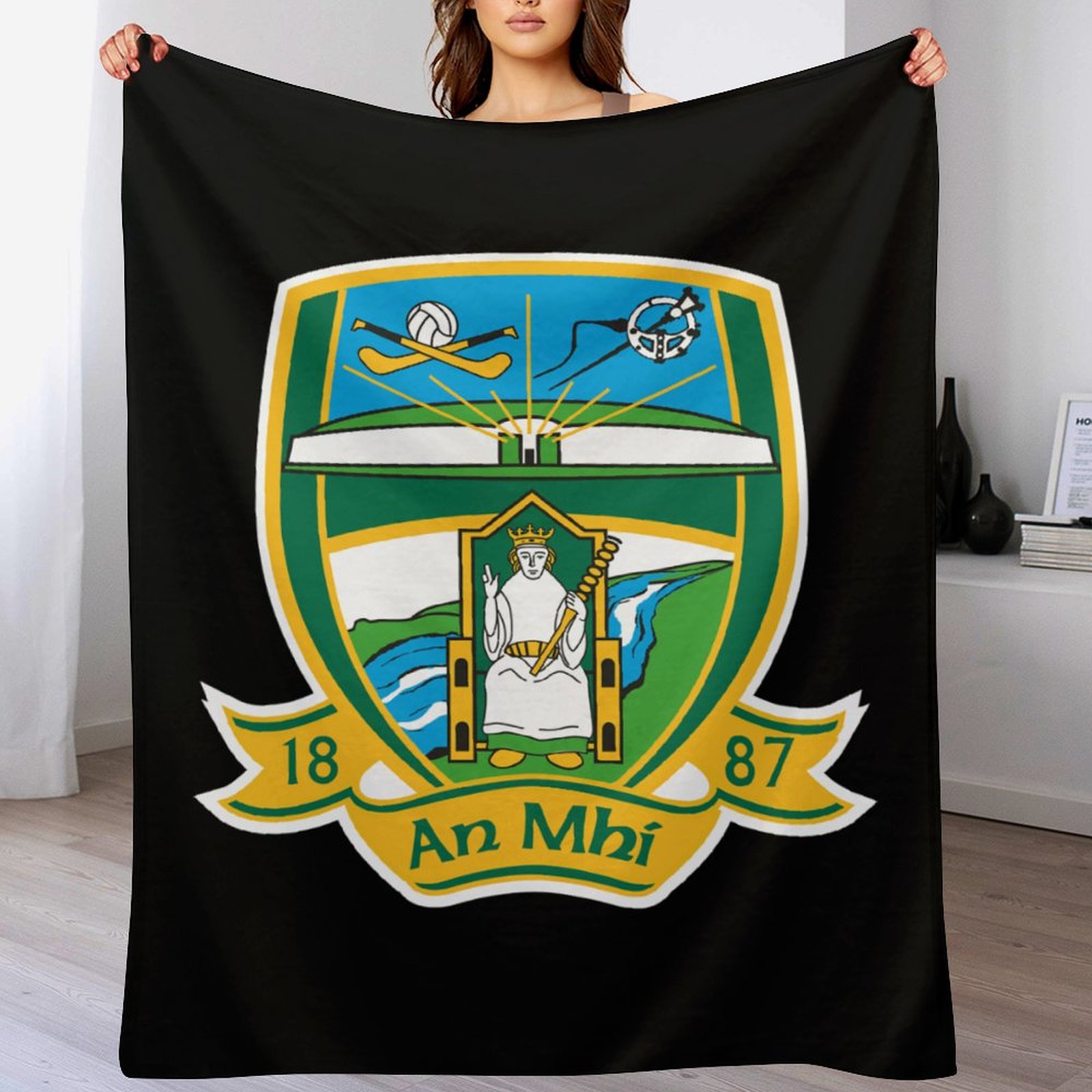 Meath GAA Plush Blanket – 50x60" Soft County Throw (White or Black Background) Meath GAA Plush Blanket