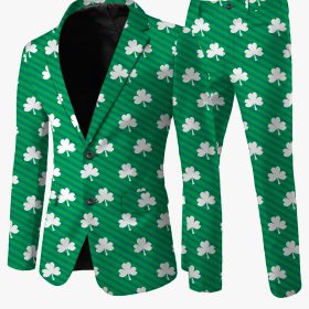Men's Green Clover Blazer & Pants Set